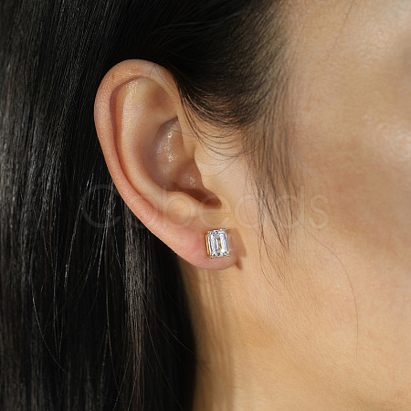 925 Sterling Silver Micro Pave Clear Cubic Zirconia Stud Earrings EJEW-G443-08P-1