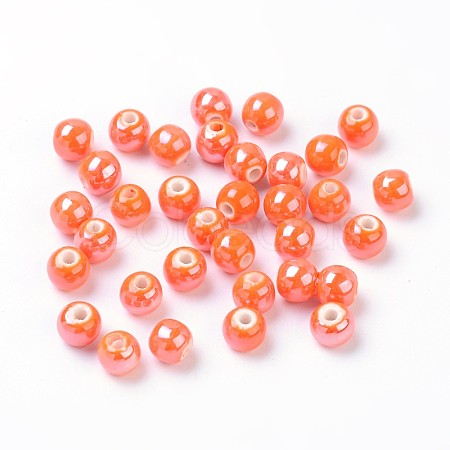 Glazed Porcelain Round Beads PORC-S489-6mm-07-1