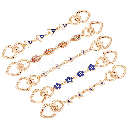 5Pcs 5 Styles Evil Eye Alloy Link Chains Bag Extender Chains AJEW-TAC00036-1