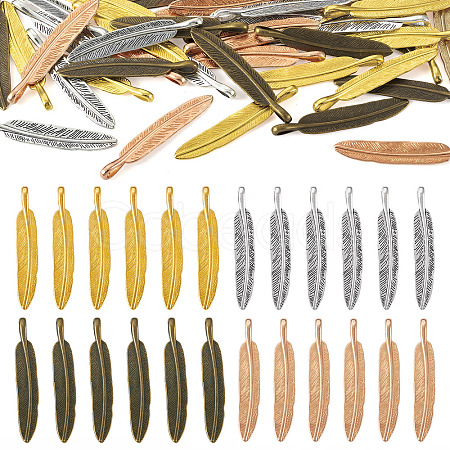 40Pcs 4 Colors Tibetan Style Alloy Big Pendants FIND-TA0009-61-1