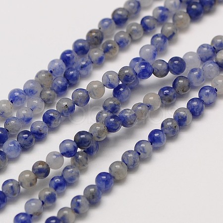 Natural Gemstone Blue Spot Jasper Round Beads Strands X-G-A130-3mm-21-1