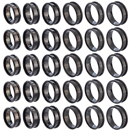 30Pcs 6 Styles 201 Stainless Steel Grooved Finger Ring Settings STAS-ME0003-12EB-1