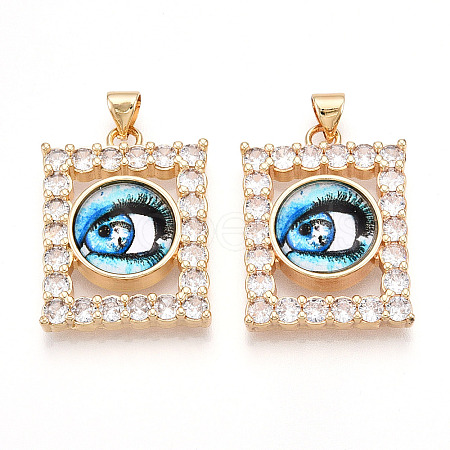 Brass Micro Pave Clear Cubic Zirconia Pendants for Women KK-T070-91A-07-1