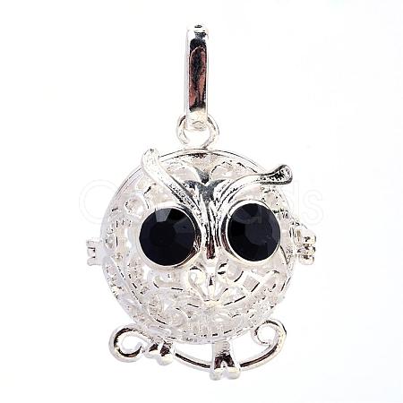 Rack Plating Brass Cage Pendants KK-S751-028S-1