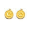 Golden Plated Alloy Enamel Charms, Enamelled Sequins, Flat Round with Alphabet, Letter.C, Yellow, 14x12x2mm, Hole: 1.5mm