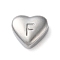 Non-Tarnish 201 Stainless Steel Beads, Stainless Steel Color, Heart, Letter F, 7x8x3.5mm, Hole: 1.5mm