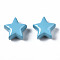 Spray Painted Brass Charms, Star, Cornflower Blue, 10x10.5x5.5mm, Hole: 2mm