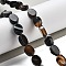 Natural Black Agate Beads Strands, Oval, 14x10x5mm, Hole: 0.5mm, about 28pcs/strand, 15.55''(39.5cm)