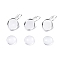 DIY Earring Making, with Brass Leverback Earring Findings and Transparent Oval Glass Cabochons, Silver Color Plated, Cabochons: 13.5~14x4mm, 1pc/set, Earring Findings: 25~27x16mm, Tray: 14mm, Pin: 0.8mm, 1pc/set