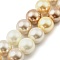 Round Shell Pearl Beads Strands, Polished, Goldenrod, 12mm, Hole: 0.6~0.7mm, about 33pcs/strand, 15.67~15.75 inch(39.8cm)