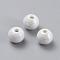 Handmade Porcelain Beads, Pearlized, Round, White, 10mm, Hole: 2~3mm