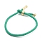 Cotton Cord Bracelets, with Brass Finding, Long-Lasting Plated, Real 24K Gold Plated, Aquamarine, 8-1/2 inch(21.5cm)~9 inch(23cm)