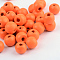 Natural Wood Beads, Dyed, Round, Orange Red, 12x11mm, Hole: 4mm, about 1800pcs/1000g