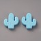 Food Grade Eco-Friendly Silicone Beads, Chewing Beads For Teethers, DIY Nursing Necklaces Making, Cactus, Deep Sky Blue, 24x22.5x8mm, Hole: 2mm