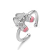 Brass Micro Pave Cubic Zirconia Enamel Cuff Open Rings WGB47C4-04-1