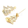 Brass Micro Pave Clear Cubic Zirconia Brooch for Christmas ZIRC-I053-10G-2