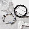2Pcs 2 Style Opalite Chip & Natural Tiger Eye & Natural Black Onyx Beaded Stretch Bracelets Set BJEW-TA00411-4