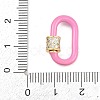 Oval Brass Micro Pave Clear Cubic Zirconia Screw Carabiner Clasps KK-B167-01A-02G-3