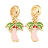 Rack Plating Alloy Enamel Coconut Tree European Dangle Charms FIND-B034-51G-02-1