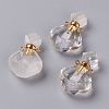 Rhombus Natural Quartz Crystal Perfume Bottle Pendants G-H241-01C-G-1