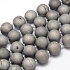 Round Electroplated Natural Druzy Geode Quartz Crystal Beads Strands G-A143B-20mm-04-1