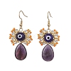 Natural Tiger Eye Dangle Earrings EJEW-MZ00169-01-1