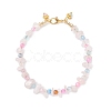 Natural Rose Quartz & Agate Chips Beaded Bracelets for Women BJEW-JB12526-03-2