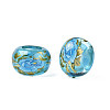 Flower Printed Transparent Acrylic Rondelle Beads TACR-S160-01-B02-3