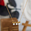 Three Round Glass Pearl Horizontal Bar Pendant 304 Stainless Steel Cable Chain Necklaces for Women WG28E74-01-2