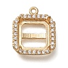 Rack Plating Brass Micro Pave Clear Cubic Zirconia Square Pendant Cabochon Settings For Fancy Stones KK-NH0001-17KCG-1