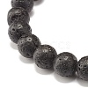 Natural Lava Rock Round Beads Stretch Bracelet BJEW-JB07477-4