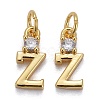 Brass Micro Pave Clear Cubic Zirconia Pendants ZIRC-Z011-35-2