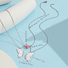2Pcs Alloy Enamel Magnetic Luminous Butterfly Pendant Friendship Couple Necklaces FS-WG3F676-01-4