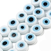 Handmade Evil Eye Lampwork Flat Round Bead Strands LAMP-L058-10mm-14-1