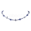 Natural Blue Aventurine(Dyed & Heated) Chip & Resin Evil Eye & Glass Seed Beaded Necklaces NJEW-JN05294-2