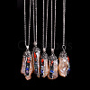 Raw Rough Mixed Gemstone Nugget Pendant Necklace with Rhinestone CHAK-PW0001-016D-1