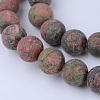 Natural Unakite Beads Strands X-G-Q462-8mm-16-1