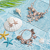 1 Set Iron Starfish & Natural Shell & Plastic Pearl Charm Bracelet & Dangle Earrings & Bib Necklaces Set SJEW-PH0001-15-5