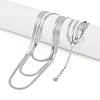 Non-Tarnish 304 Stainless Steel Flat Snake Chain 3 Layer Necklaces NJEW-H038-02P-1