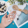 180Pcs 9 Styles Printed Wood Beads WOOD-SC0001-49-3