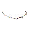 Bohemian Round Glass Seed Beaded Necklaces with Antique Silver Tone Alloy Heart Charms NJEW-JN05216-3