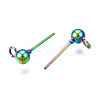 Rack Plating Rainbow Color 304 Stainless Steel Stud Earring Findings STAS-S119-112-3