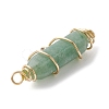 3Pcs 3 Styles Natural Green Aventurine Copper Wire Wrapped Pointed Pendants PALLOY-JF02460-04-4