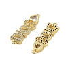 Rack Plating Brass Micro Pave Clear Cubic Zirconia DIOS Links Connector Charms KK-S379-23G-2