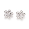 5-Petal Brass Micro Pave Clear Cubic Zirconia Bead Caps ZIRC-G153-41P-1