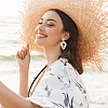 6 Pairs 6 Style Donut & Kite & Flat Round & Arch Rattan Dangle Stud Earrings EJEW-AN0001-28-4