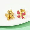 304 Stainless Steel Enamel Bowknot Stud Earrings EJEW-K268-17G-2
