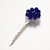 Brass Electroplate Glass Bead Flower Hair Bobby Pins PHAR-JH00048-2
