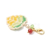 3Pcs 3 Styles Maple Leaf Acrylic & Glass Seed & Natural Carnelian Beads Pendant Decorations HJEW-MZ00347-6