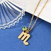 304 Stainless Steel Glass Drill Birth Stone Constellation Pendant Necklaces STAS-D305-08G-H-5